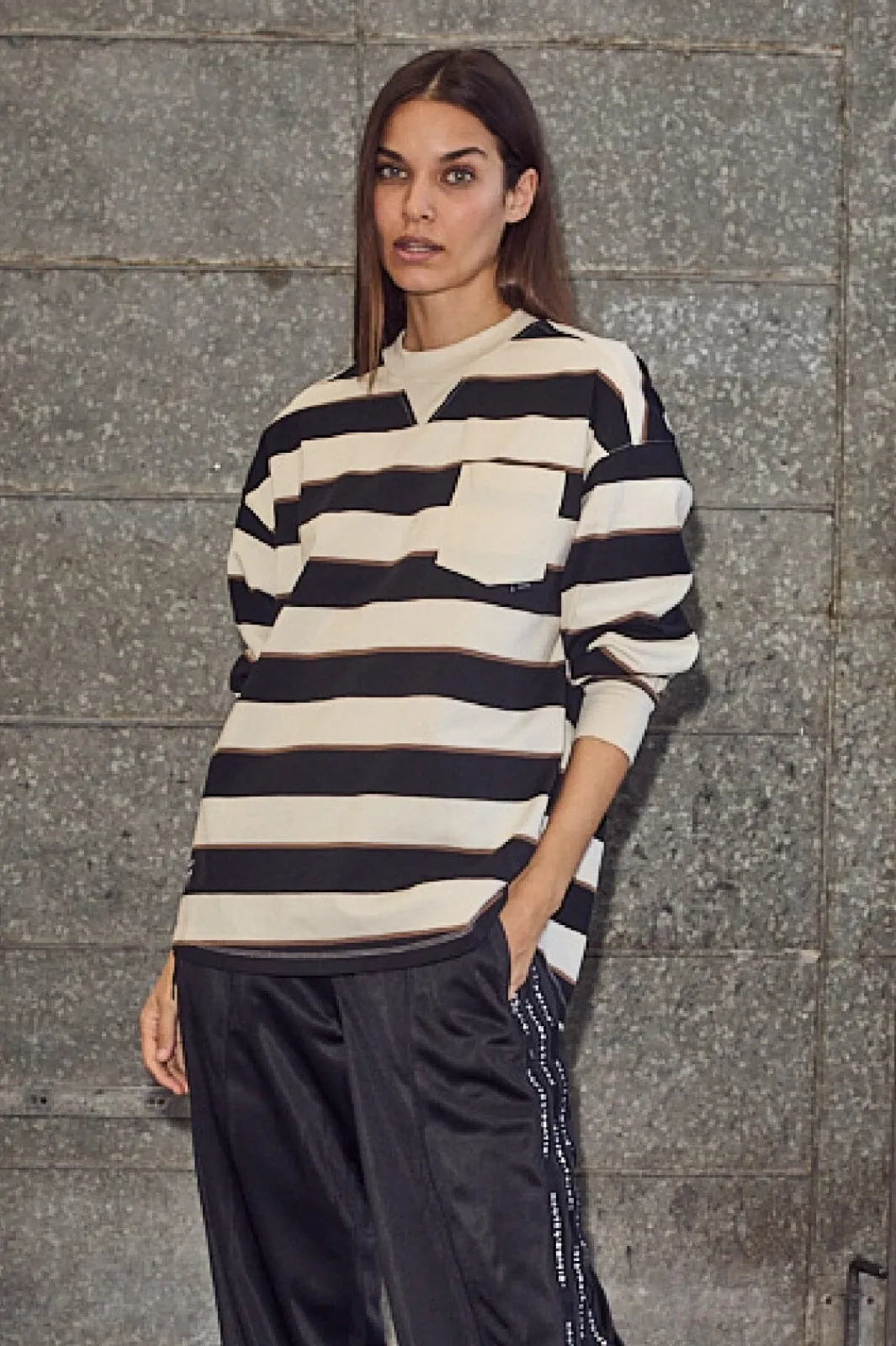 Outlet Veronica Stripe Tee Sweat HL10295 Bluser & Skjorter