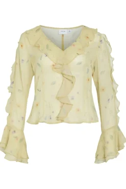 Outlet Viemmy L/S V-Neck Frill Top T-Shirts & Toppe