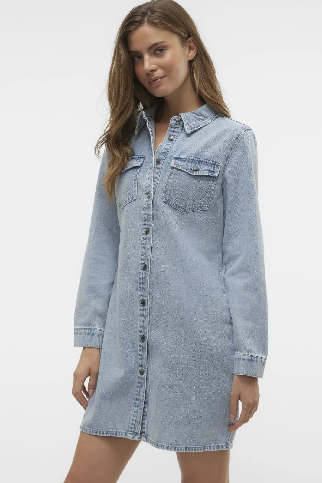 Online Vmjennie Ls Short Denim Dress Mix Kjoler|Ammevenligt Tøj