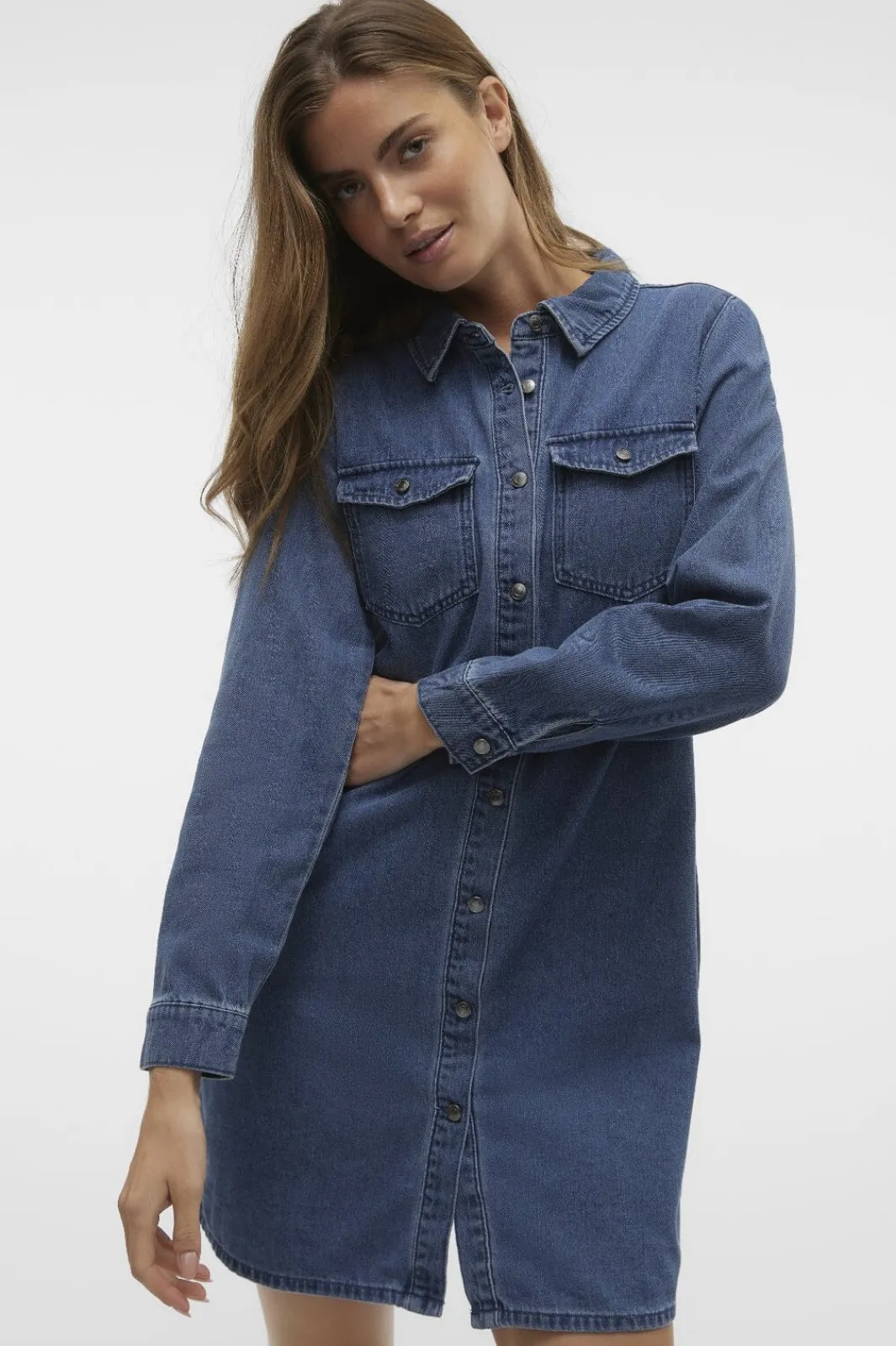 Discount Vmjennie Ls Short Denim Dress Mix Kjoler|Ammevenligt Tøj