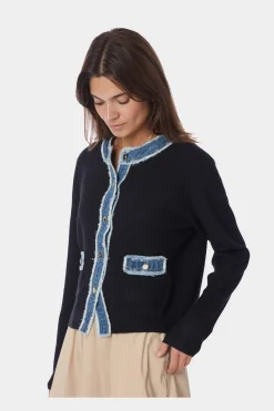 Neo Noir Cardigans<Zelma Knit Denim Cardigan 167245